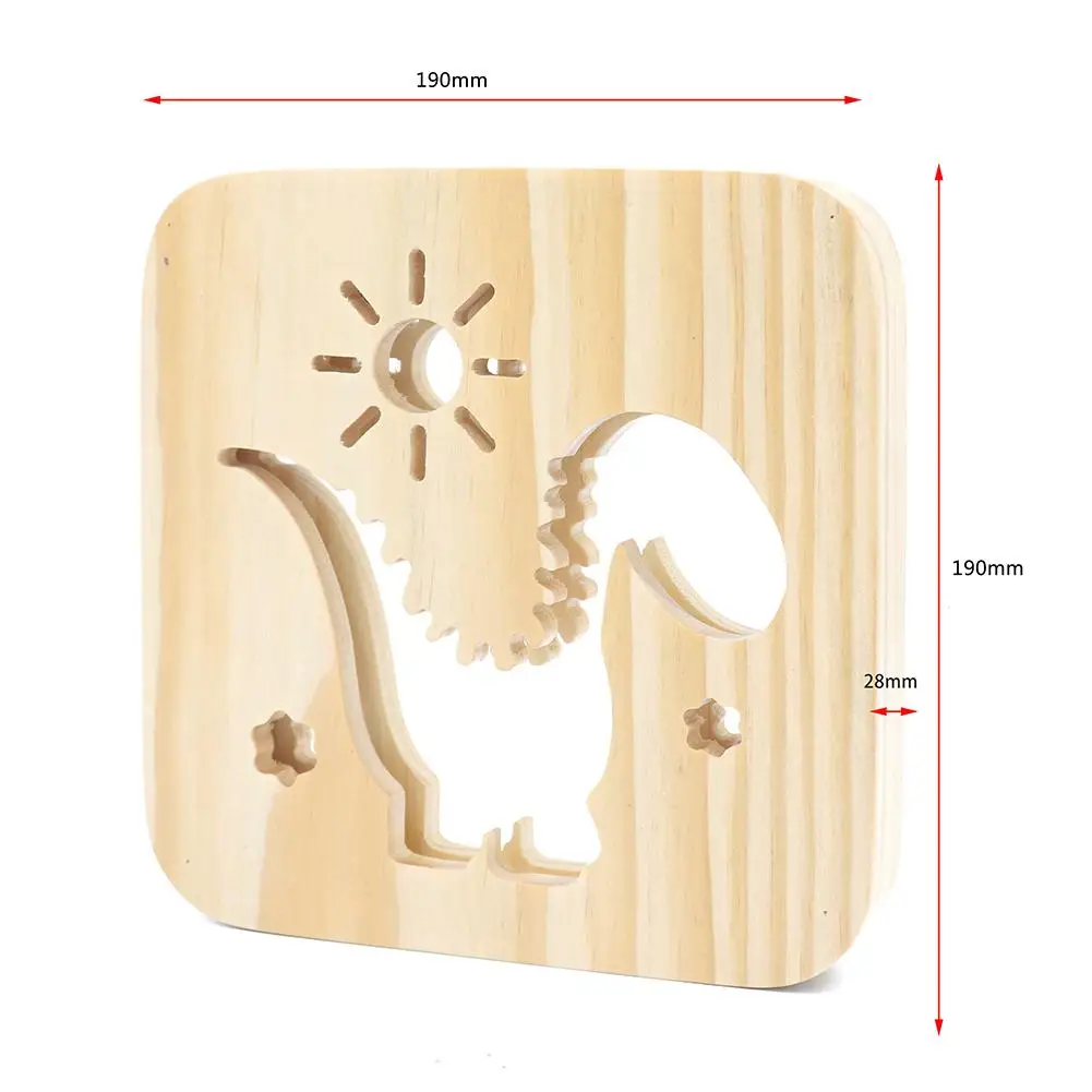  Creative Wood Carving LED Night Light Paw Airplane Love Dinosaur Star Lights USB Power Desk Table L - 33033470495