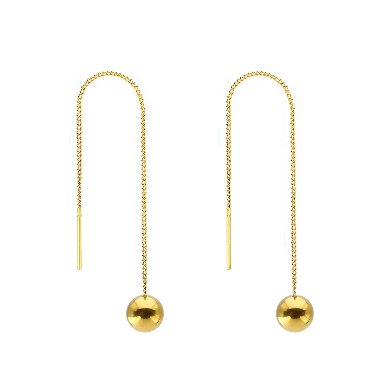 

FairLadyHood Trendy Tassel Ball Pendant Earrings Stainless Steel Rose Gold Silver Earrings Women Drop Earrings For Women Gifts