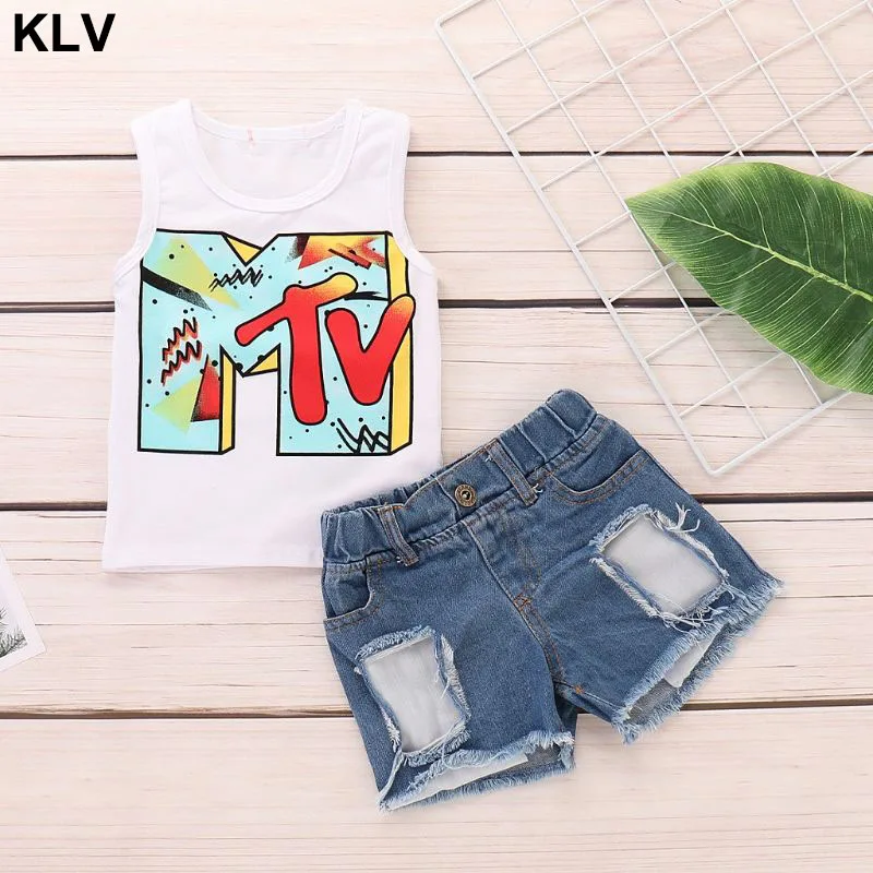 

Newborn Infant Baby Boys Summer Outfits Tank Vest Tops + Denim Shorts Pants