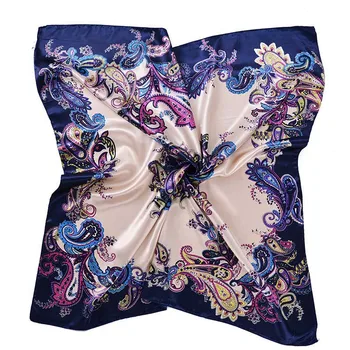 

90x90cm Women Scarf Satin Fashion Cashew Pattern Hot Large Scarf Satin Printed Female Square Scarf Head Wraps Hijab Scarf