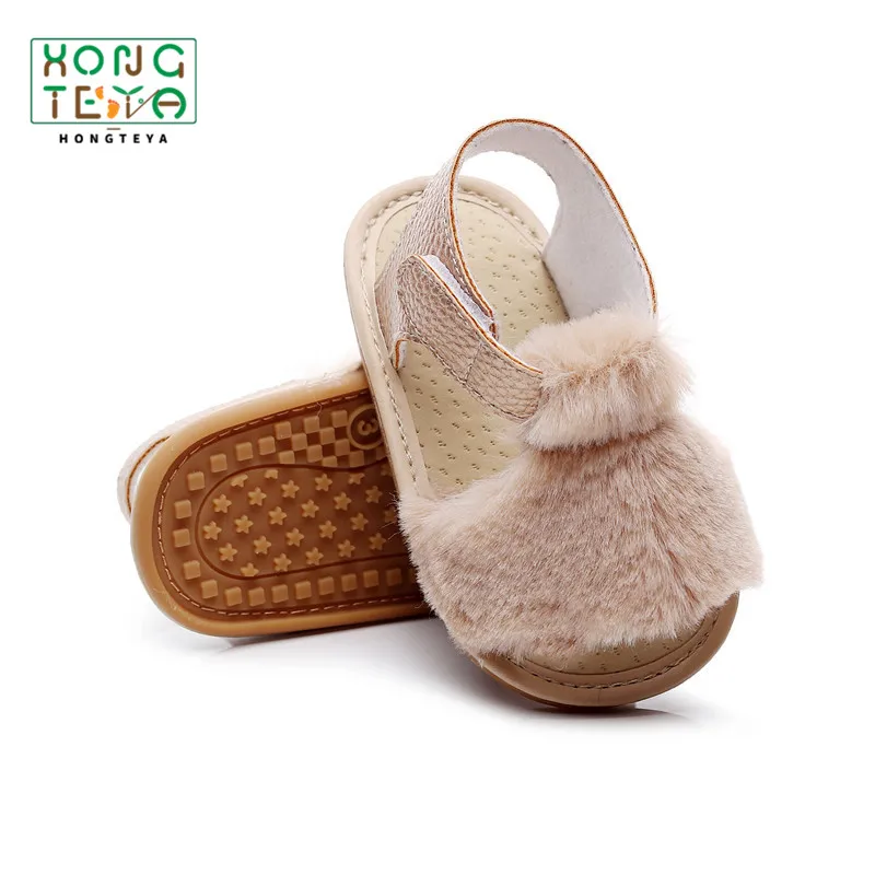 

Soft Fur Hairy Sandals Shoes Summer Baby Girl Sandals Baby Infant Toddler Rubber Anti-slip Princess Baby Shoes for Girl Sandals