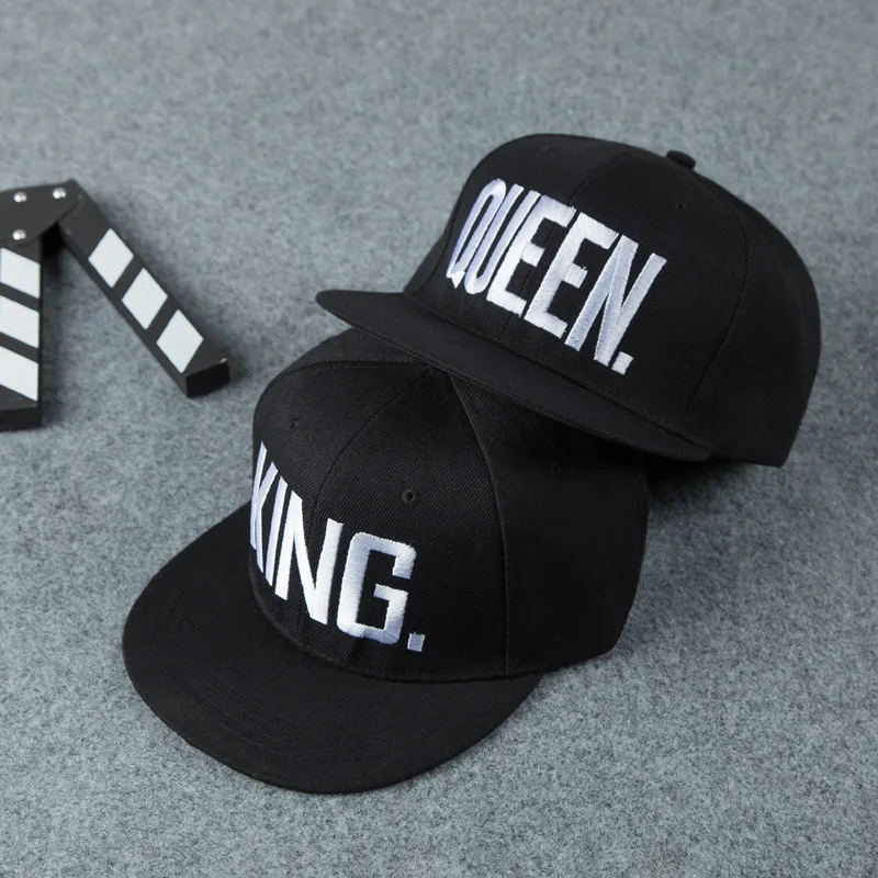 Женские буквы хип-хоп бейсболка с колпаком мужские женские регулируемые хип-хоп шляпы для влюбленных Король Королева вышивка шляпы chapeau черный белый