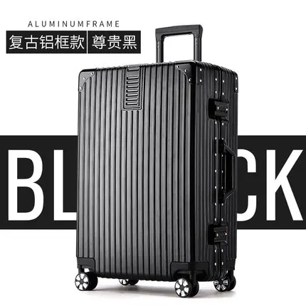 Черный KAWEIDA 2" 24" 2" 29 дюймов алюминий рамки+ pc путешествия чемодан carry on box тянуть чемодан с выдвижной ручкой тележка чемодан для багажа - Цвет: Черный