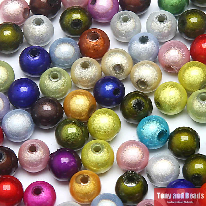 Free Shipping Shining Mixed Acrylic Jewelry Round Loose Spacer Beads