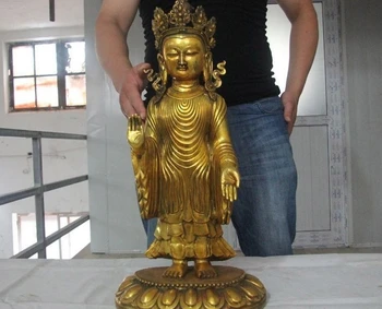 

Beiwei Buddhism Temple Copper Bronze Gild Sakyamuni Tathagata Buddha God Statue