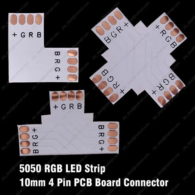 

10pcs 10mm 4PIN L or T or X (Cross) Shape Connector PCB Board No Soldering for 5050 RGB Color LED Strip Light