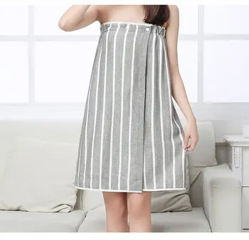 

Drop Shipping Women stripe Bath Towel Wearable 100% cotton Beach Towel Pink Gray Soft Wrap Skirt Towels Absorbent Home