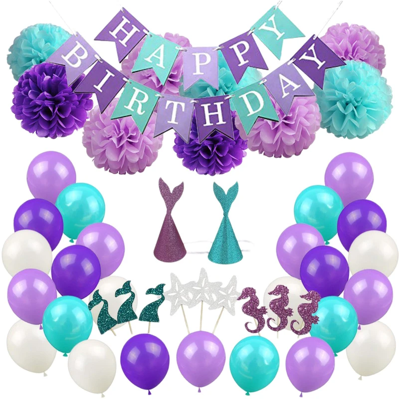 kit de globos decorativos para decoracion de cumpleanos traje con tema de sirena globos debajo del mar suministros de fiesta para baby shower