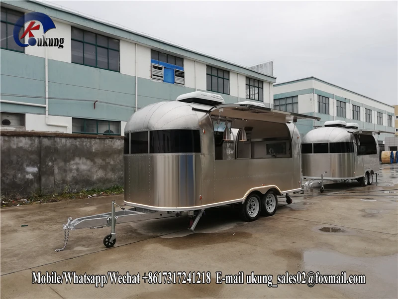 Airstream стиль матовая нержавеющая сталь пищевая тележка, буксируемая пищевая трейлер грузовик