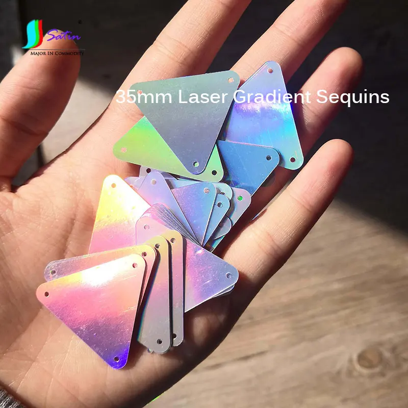 

35mm Laser Gradient Colorful Sequins Triangular Mermaid Fish Scale Clothing Bag Decoration Sequins Magic Lens Beads A0010F