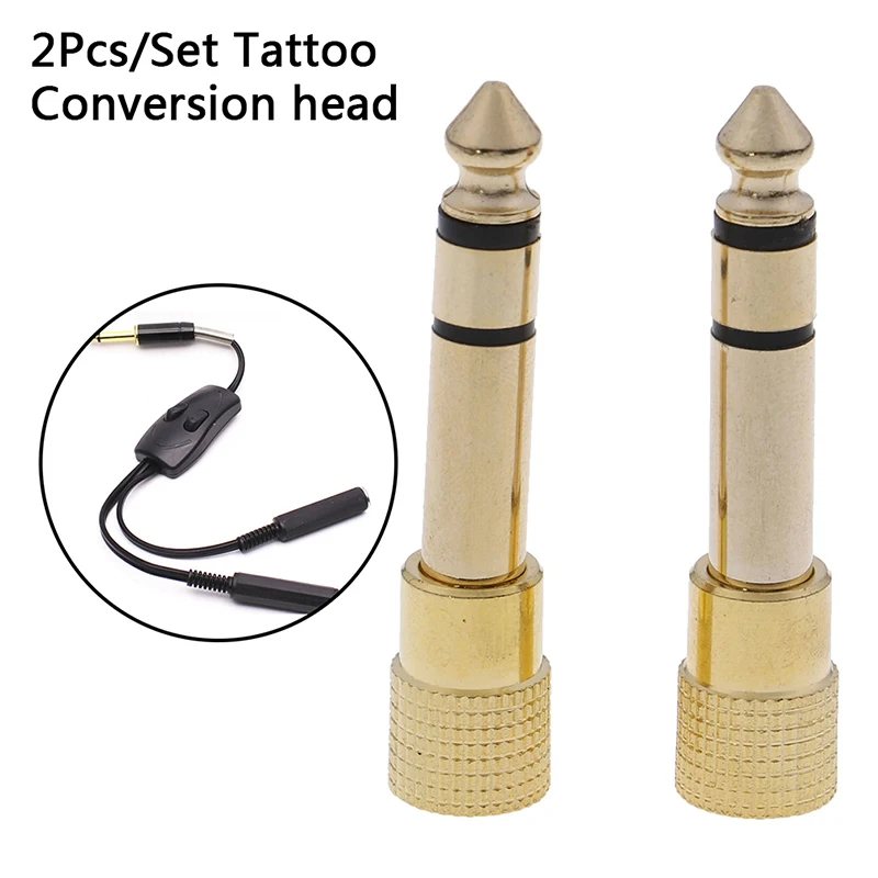 High Quality 2PCS Gold Copper 6.35mm Male Plug To 3.5mm Stereo Female Headphone Jack Audio Adapter Fit Tattoo Power Supply New | Красота и