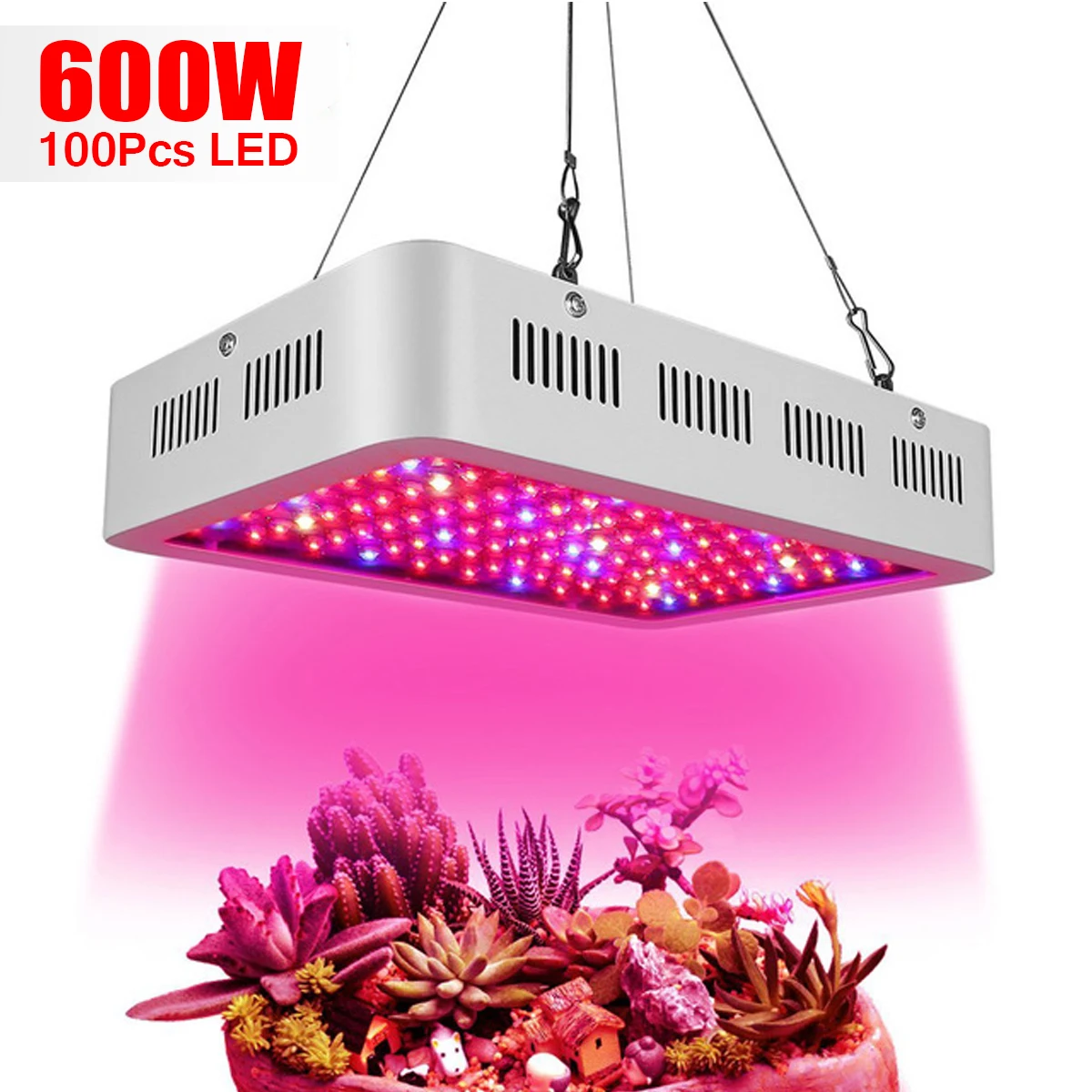 

LED Grow Plant Light Double Chips Full Spectrum Lamp Indoor Plants Flower Veg 600W 100pcs US/EU/AU Plug Low Energy Hanging