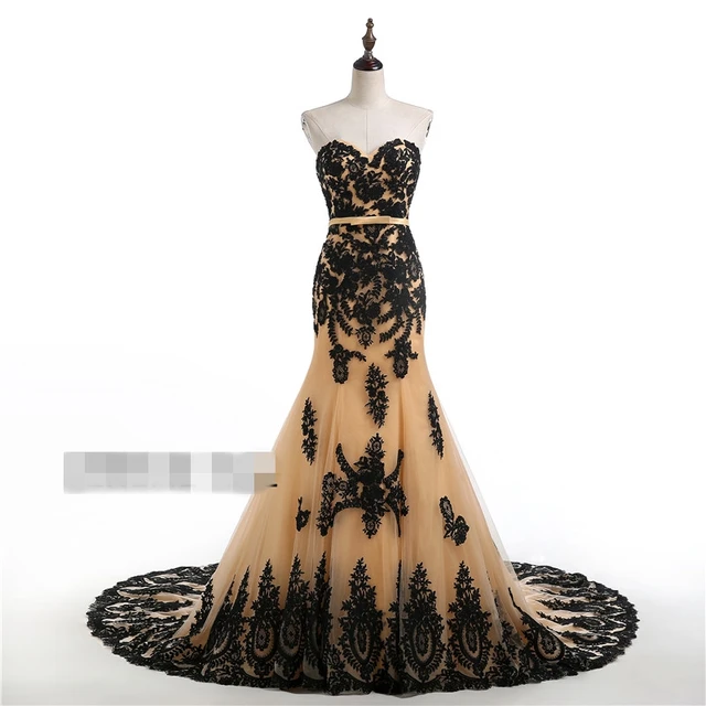 Mermaid Black Gold Gothic Wedding Dresses 2017 Sweetheart Lace Up Mermaid Black Gold Gothic Wedding Dresses 2017 Sweetheart Lace Up Tulle Colorful Gowns