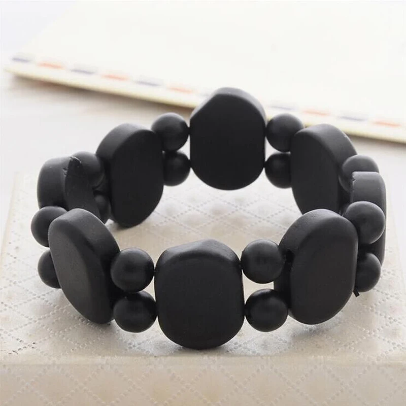 

Fashion Real Black Natural Stone Bian Bracelet byanshi For Men&Women 16mm Beaded Big stone bianshi Bracelet