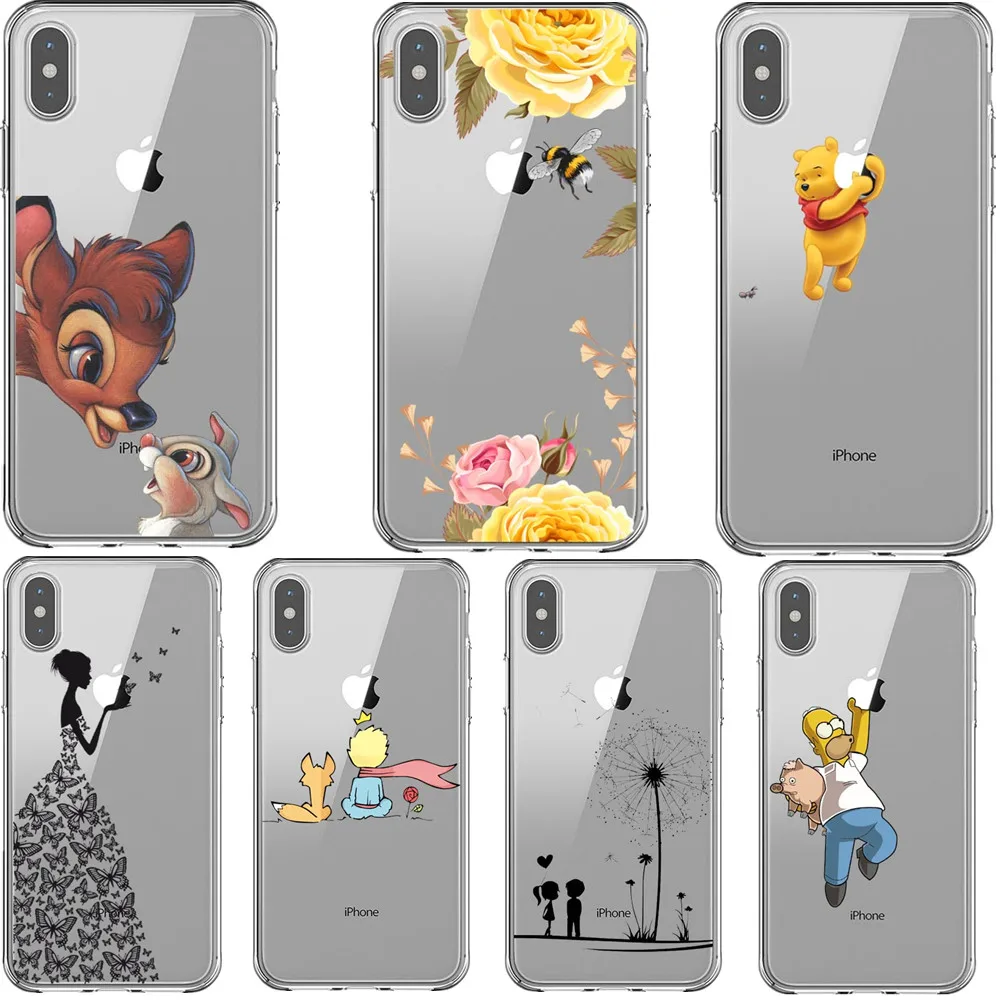 

Cartoon Butterfly stitch love Pattern Winnie pooh Soft TPU Phone Case Cover For iPhone 5 5S SE 6 6SPlus 7 8 Plus X XR XS MAX