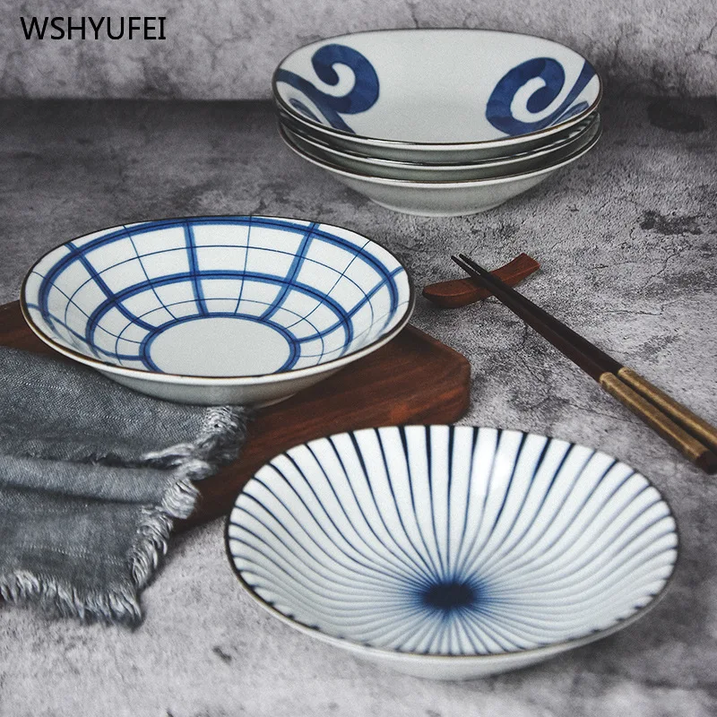 

Direct selling ceramic tableware hotel cuisine Japanese-style blue-blue glaze under the hand-painted and wind plate dish plate