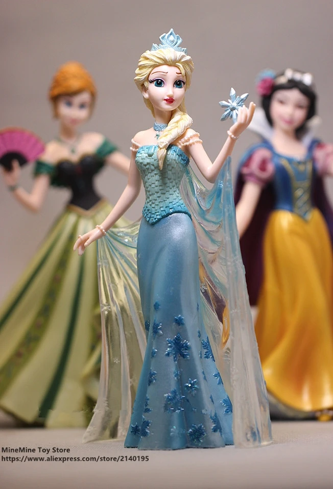

ZXZ Princess Frozen Anna Elsa Snow White 3 style 20cm Action Figure Anime Mini Collection Figurine Toy model for children