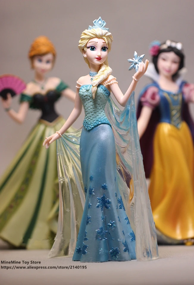 ZXZ Princess Frozen Anna Elsa Snow White 3 style 20cm Action Figure Anime Mini Collection Figurine Toy model for children