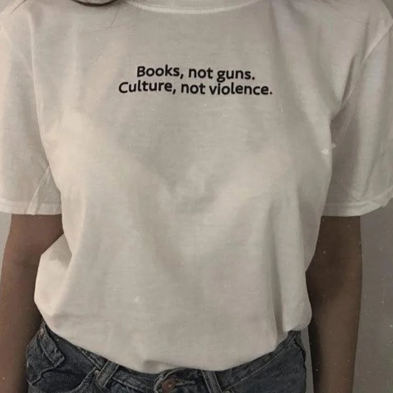 Books Not guns Culture Not VIOLATION Футболка женская принт забавные буквы летняя футболка Женские футболки с короткими рукавами и надписями