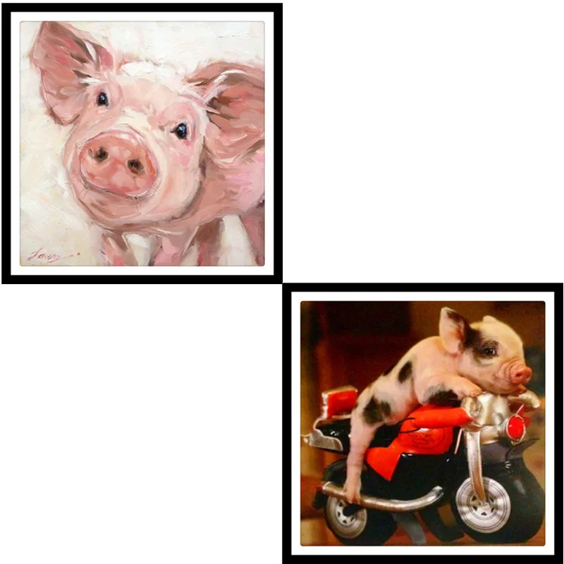 

5d diy cute pig diamond painting full round rhinestone cross stitch mosaic round diamond embroidery home decoration