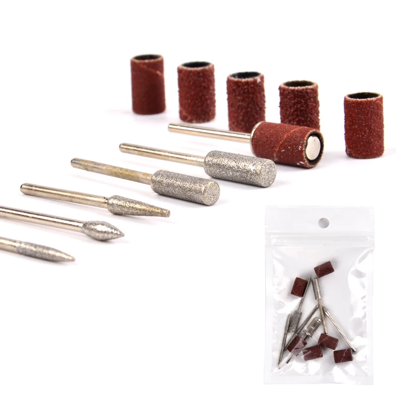 

3/32" Professional 6Pcs Nail Drill Bits + 6 Pcs Nail Sanding Bands Accessories 2.35mm File Nail Art Machine Tools