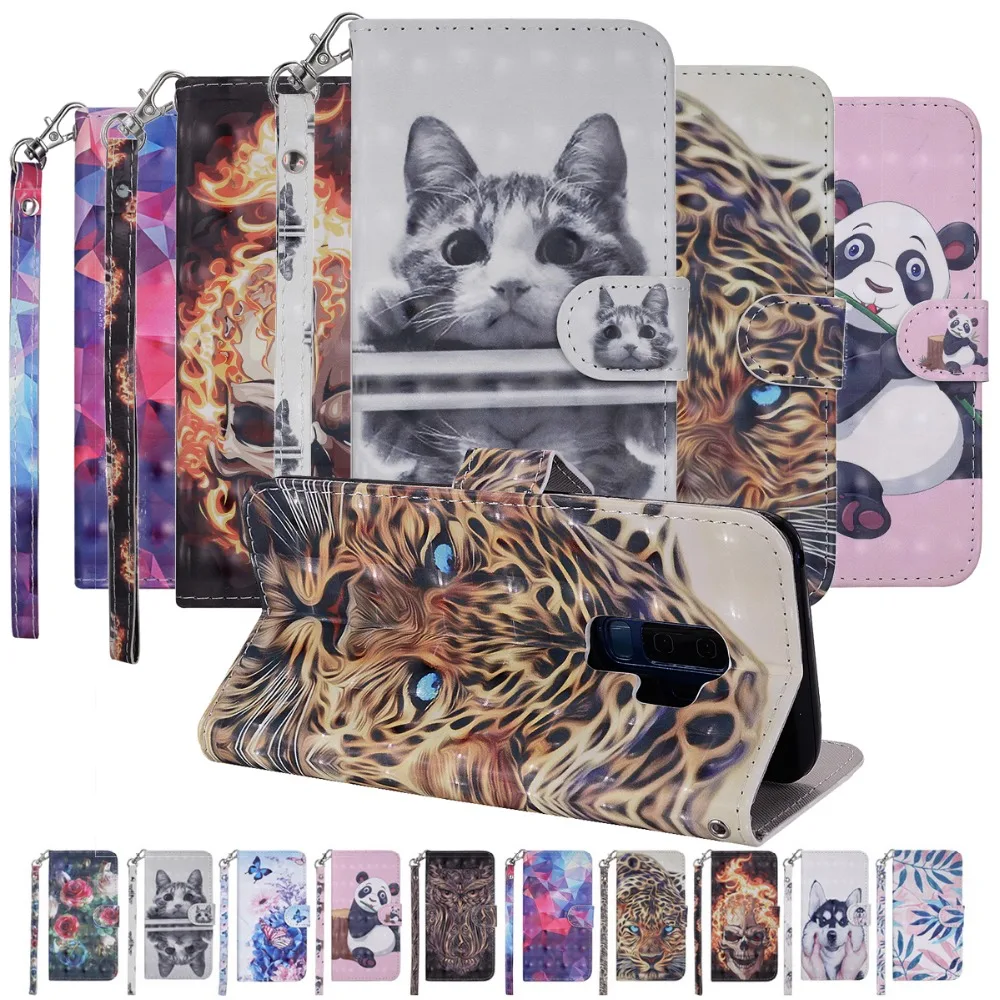

Magnetic Flip Case For Samsung S9 S8 Plus S7 S6 Edge J3 J4 J6 J7 J8 2018 Patterned Leather Wallet Purse Card Holder Stand Cover