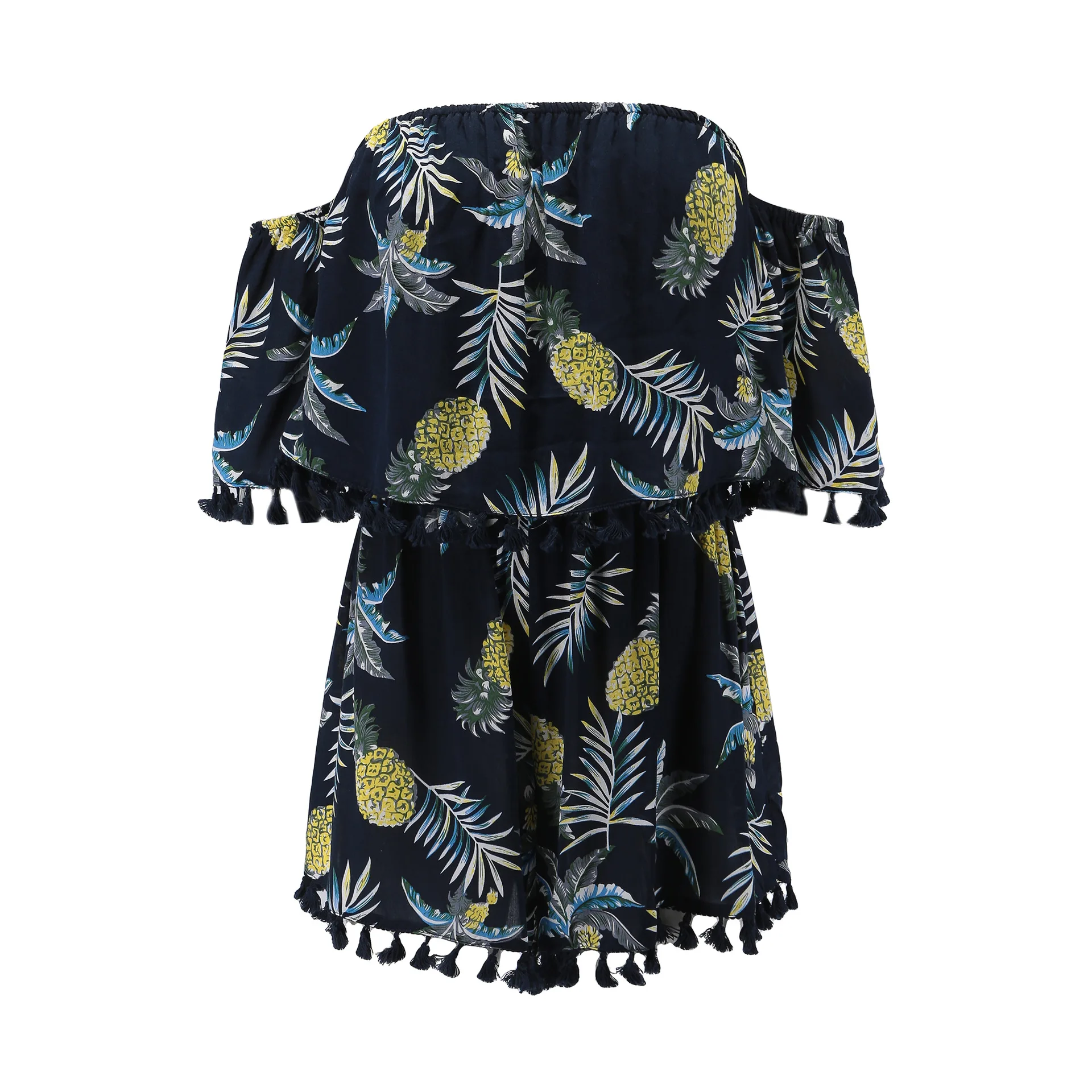 Sexy Off Shoulder Fringe Women Rompers Shorts Fashion Ruffles Backless Print Jumpsuit 2019 Summer Casual Loose Festival Playsuit Sexy Off Shoulder Fringe Women Rompers Shorts Fashion Ruffles Backless Print Jumpsuit 2019 Summer Casual Loose Festival Playsuit