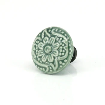 

10PCS Ceramic Handle Pull Knobs Cabinet Door Cupboard Drawer Locker for Home Green