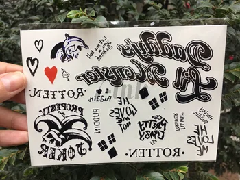 

Water Transfer fake tattoo cool Suicide Squad Harley Quinn joker heart cosplay Temporary Tattoo flash tatto for men woman