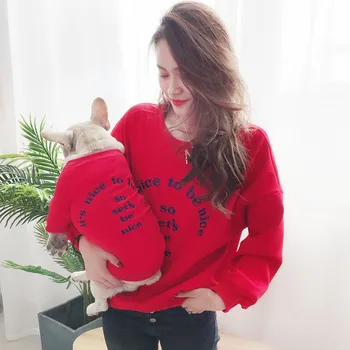 

HSWLL Autumn winter warm dog clothes pet parent-child double-sided plus velvet thick sweater hair French bulldog