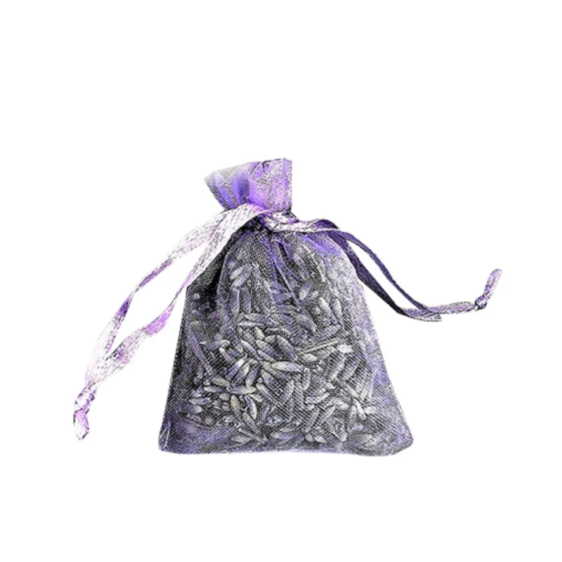 Сушеные Лавандовые Мешочки мешок сушеные Лавандовые цветы бутоны с сумочка из органзы с завязкой для свадьбы дома офисные ящики