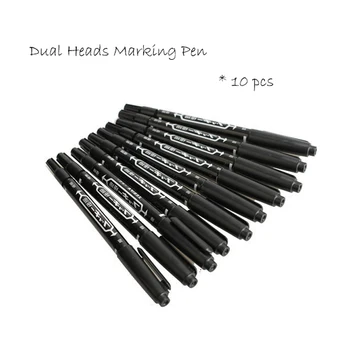 

10PCS Fine Dual Heads Marking Pen Marker Waterproofink Thin Nib Black Liner Art Pen Drawing Stationery Office Supplies Marker