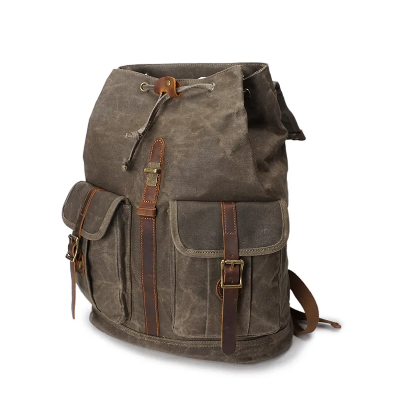 Новинка, мужской рюкзак, винтажный, тканевый, водонепроницаемый, с мягкой ручкой, Одноцветный, с ремешком на плечо, большой, кожаный, рюкзак для путешествий