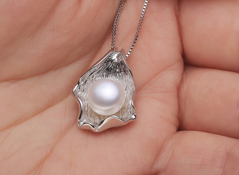 Fashion Pearl Pendant 925 Sterling Silver Jewelry For Women Natural Freshwater Pearl Seashell shape pearl Pendants