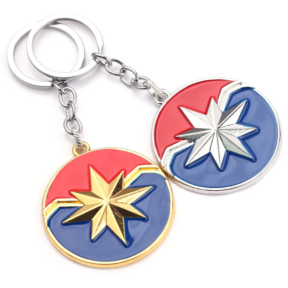 

Hot The Avengers Captain Marvel Logo Keychain Fashion Metal Key Chain Pendant Key Ring Men Gift Movie Jewelry Wholesale