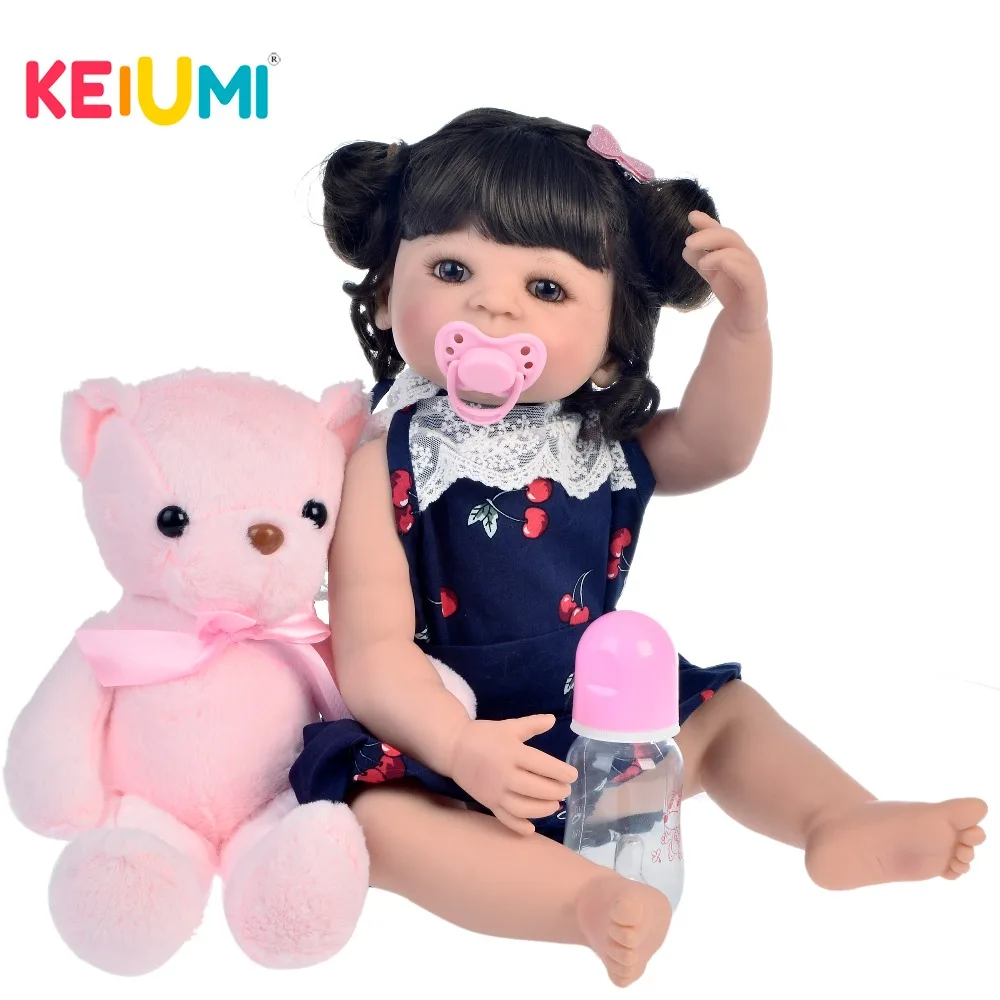 

Lovely 22 Inch 55 cm Reborn Baby Girl Full Silicone Body Reborn Dolls Realistic like Kids Playmate Baby Toys For Birthday Gift