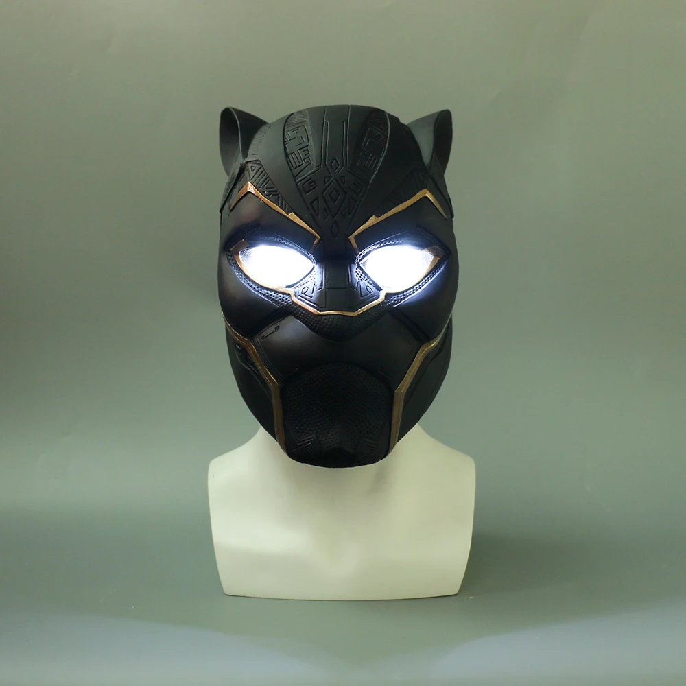 2018 New Gold Black Panther LED Helmet Avengers Superhero LED Helmet Party Props (3)