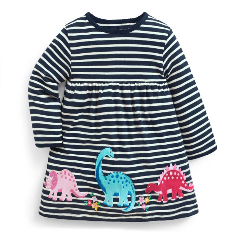 

Girls Dress with Animal Applique 2018 Autumn Baby Girl Clothes Christmas Dress Kids Party Dresses for Girls Children Clothing