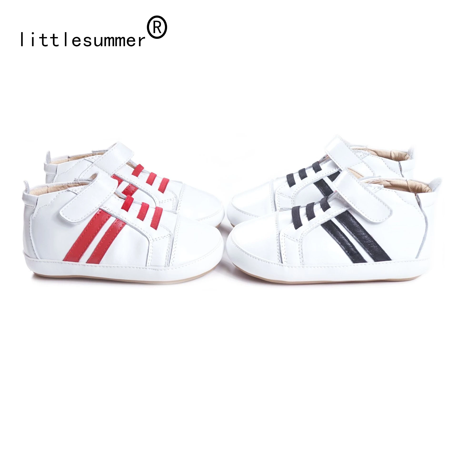 Littlesummer повседневная обувь для девочек из натуральной кожи ручной работы в полоску детские кроссовки для маленьких мальчиков Студенческая обувь