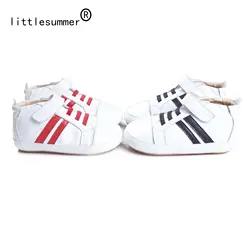 Littlesummer девочек повседневная обувь ручной работы из натуральной кожи в полоску детские кроссовки для маленьких мальчиков обувь для