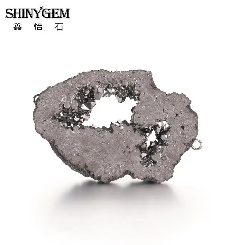 ShinyGem натуральный камень подвески сырой друзы камень, соединитель для браслета/ожерелья DIY ювелирных изделий цена 5 шт./лот - Окраска металла: Silver