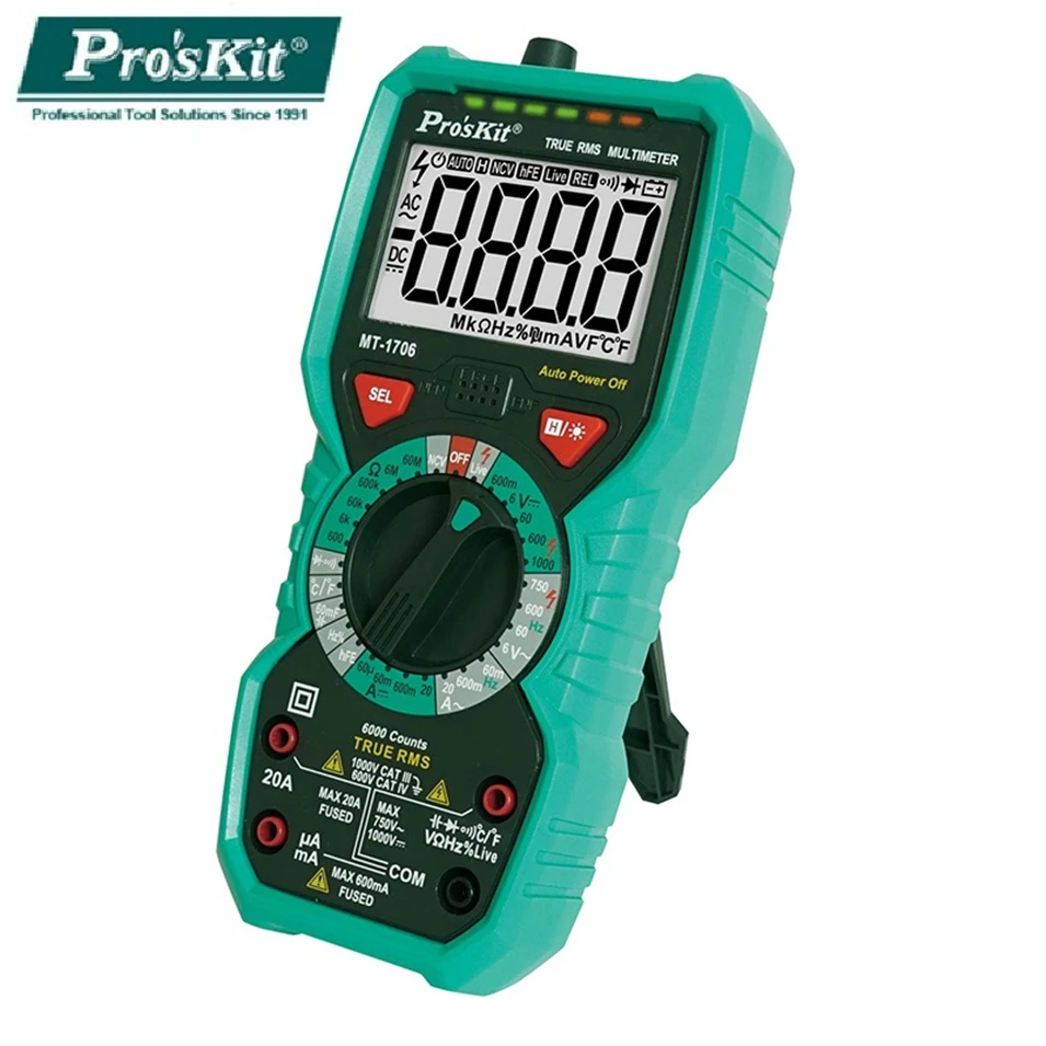 Pro'skit MT 1706 True RMS Высокоточный Мультифункциональный мультиметр антигорящий номер