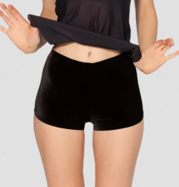 

X-060 New Women Velour Black Bummers High Waist shorts S M L XL PLUS SIZE