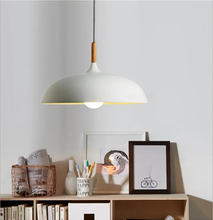 

Nordic Modern Minimalist Black/white Wooden Aluminum E27 Pendant Light Fordining Room Bar Restaurant Living Room 45/60cm 1148
