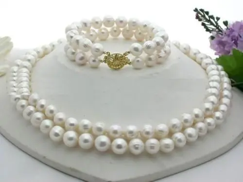 

11-12MM NATURAL SOUTH SEA GENUINE WHITE PEARL NECKLACE 18"19" BRACELET 7.5-8inch^^^@^Noble style Natural Fine jewe SHIPPING 5.25