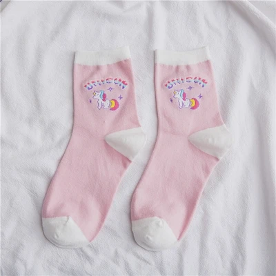 Новые модные женские хлопковые носки, милые розовые фиолетовые носки для девочек, милые удобные носки - Цвет: pink