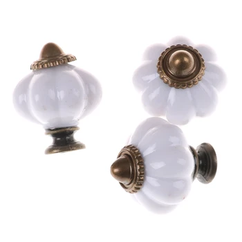 1pcs White Metal Plastic Vintage Style Door Knobs Cabinet Drawer Cupboard Kitchen Pull Handle Durable With Screw