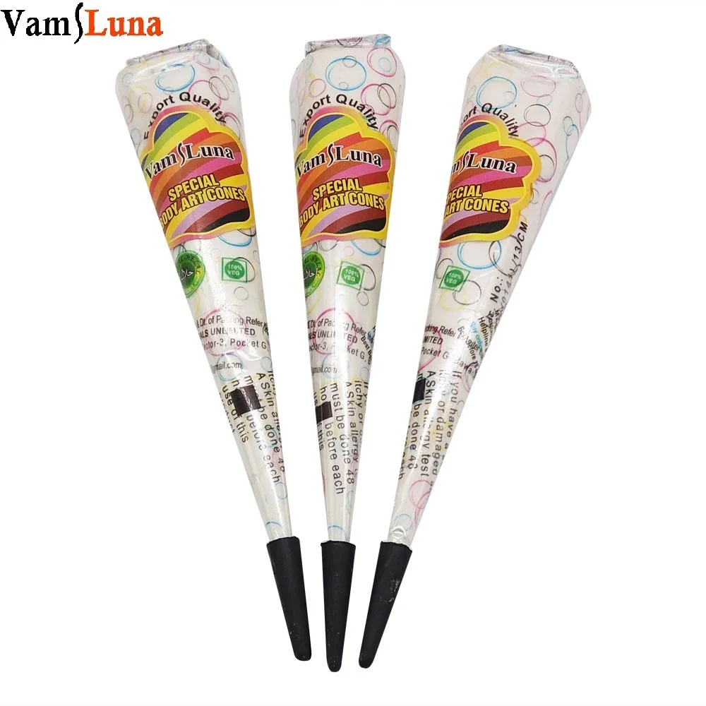 

VamsLuna 3X White Henna Cone Temporary Painless Indian Tattoo Ink Body Art For Bridal Decor & Wedding