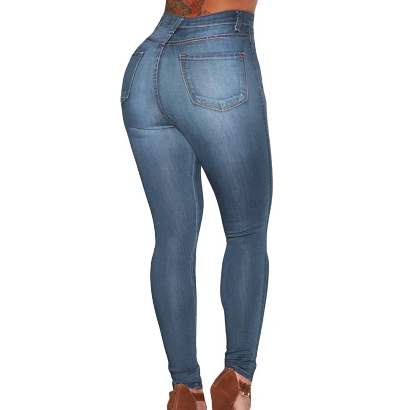 Cfanny 2017 New Fashion Long Jeans Stretch Blue Medium