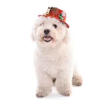 

Christmas Pet Hat Wool Felt Top Red Hat Festival Dog Caps Lovely Five-pointed Star Elk And Christmas Tree Design Dogs Cats Hat